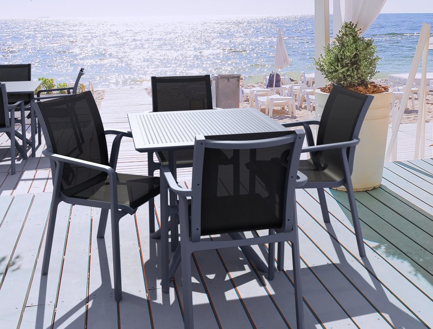 Стол пластиковый Sky Table 80, темно-серый, 800х800х740 мм