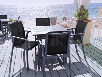 Стол пластиковый Sky Table 80, темно-серый, 800х800х740 мм