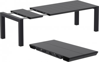 Стол пластиковый раздвижной Vegas Table Medium, черный, 1800-2200х1000х750 мм
