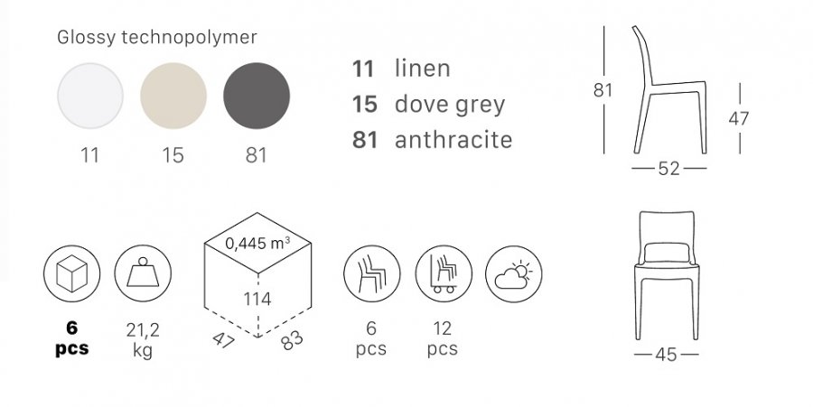 Стул пластиковый Scab Design Isy Technopolymer тортора