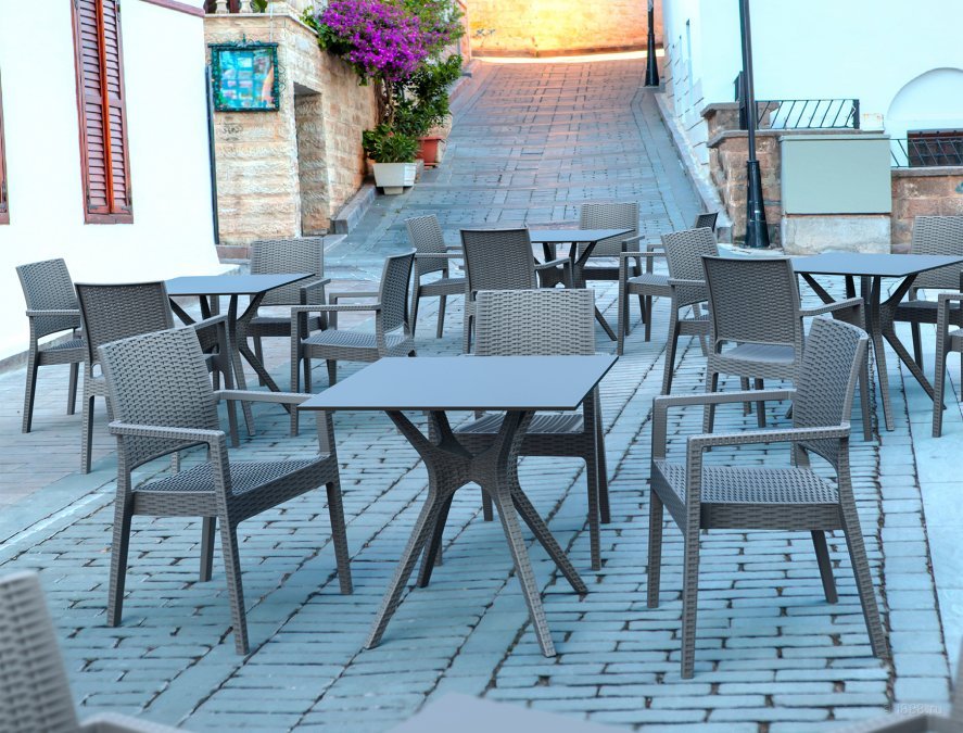 Стол пластиковый Ibiza Table 80, антрацит, 800х800х740 мм
