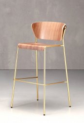 Стул барный Scab Design Lisa Wood сатинированная латунь, орех