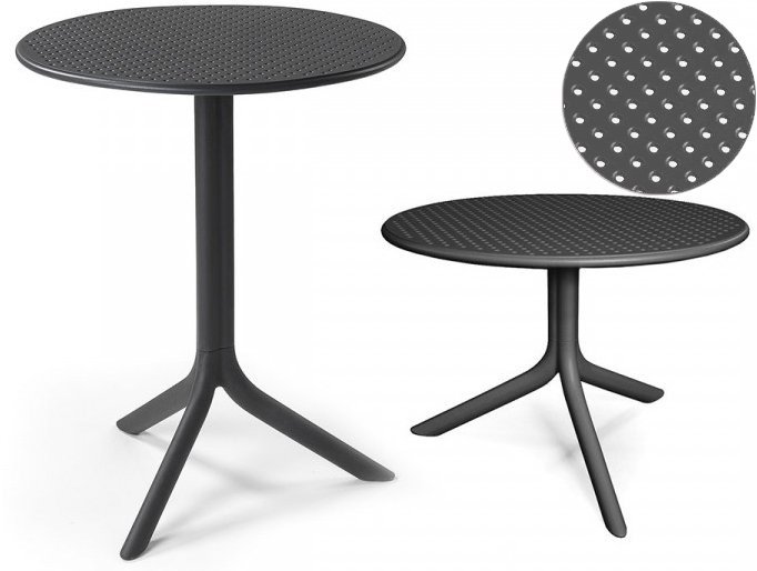 Стол пластиковый обеденный Step + Step Mini, антрацит, Ø605х400-765 мм