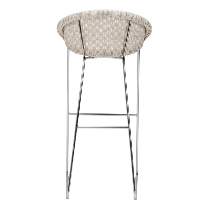 Кресло барное плетеное JANUS et Cie Gigi II полированный стальной, пергаментный