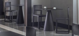 Стол пластиковый обеденный Ikon, черный, Ø790х710 мм