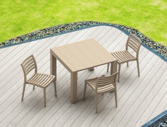 Стол пластиковый раздвижной Vegas Table, бежевый, 1000-1400х1000х750 мм