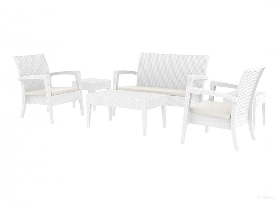 Диван пластиковый плетеный двухместный с подушкой Miami Lounge Sofa
