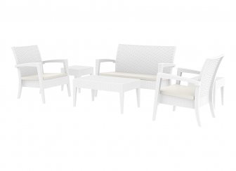 Диван пластиковый плетеный двухместный с подушкой Miami Lounge Sofa