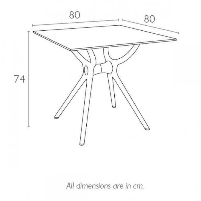 Стол пластиковый Air Table 80, черный, 800х800х740 мм
