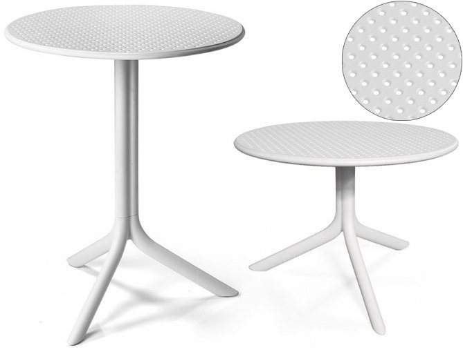 Стол пластиковый обеденный Step + Step Mini, белый, Ø605х400-765 мм