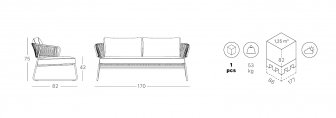 Диван плетеный с подушками Lisa Sofa Filo
