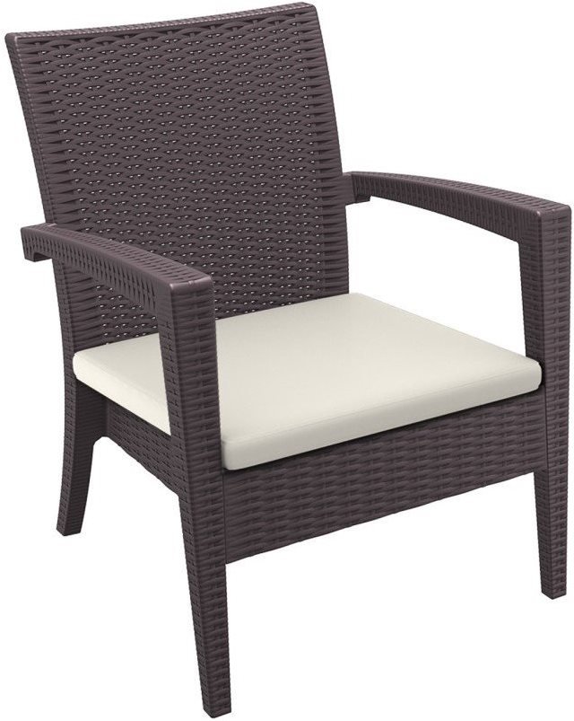 Кресло пластиковое плетеное с подушкой Miami Lounge Armchair