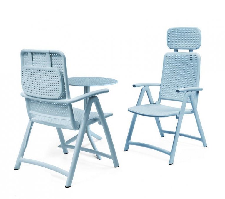 Стол пластиковый обеденный Step + Step Mini, голубой, Ø605х400-765 мм