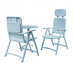 Стол пластиковый обеденный Step + Step Mini, голубой, Ø605х400-765 мм