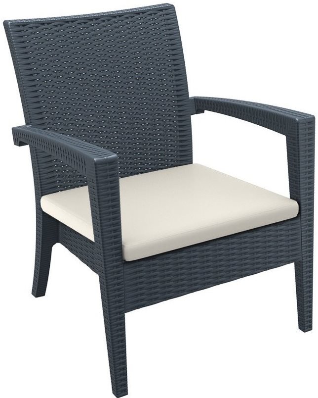 Кресло пластиковое плетеное с подушкой Miami Lounge Armchair