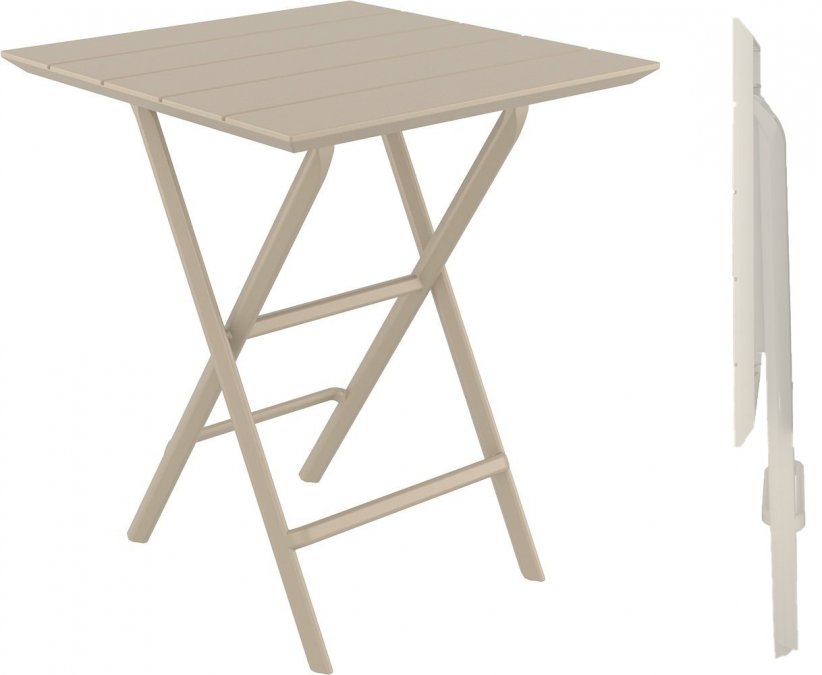 Стол пластиковый складной Helen Folding Table 60, бежевый, 600х600х740 мм
