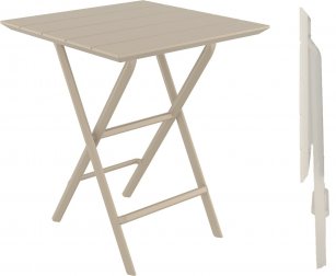 Стол пластиковый складной Helen Folding Table 60, бежевый, 600х600х740 мм