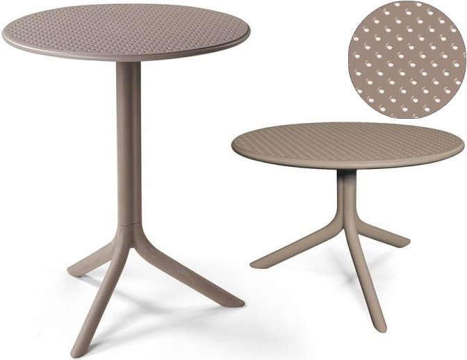 Стол пластиковый обеденный Step + Step Mini, тортора, Ø605х400-765 мм