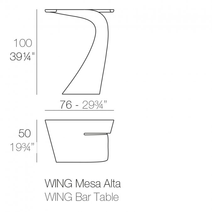 Стол пластиковый барный Wing Basic