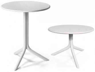 Стол пластиковый обеденный Step + Step Mini, белый, Ø605х400-765 мм
