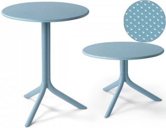 Стол пластиковый обеденный Step + Step Mini, голубой, Ø605х400-765 мм