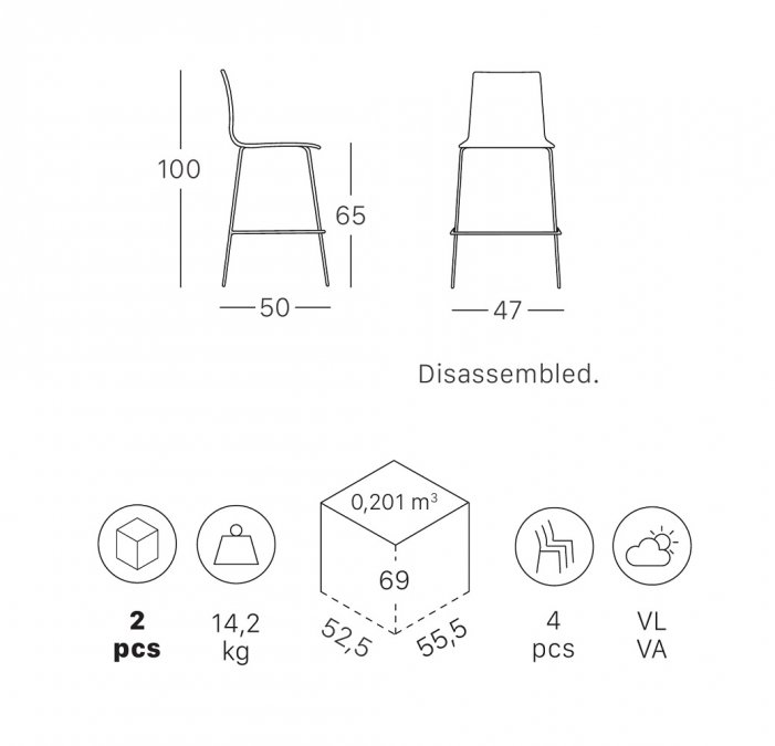 Стул полубарный пластиковый Scab Design Alice Barstool антрацит