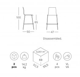 Стул полубарный пластиковый Scab Design Alice Barstool антрацит