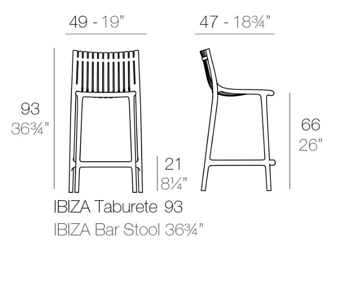 Стул пластиковый полубарный Vondom Ibiza Basic черный