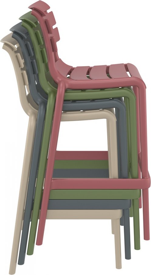 Стул пластиковый барный Siesta Contract Helen Bar 75 оливковый