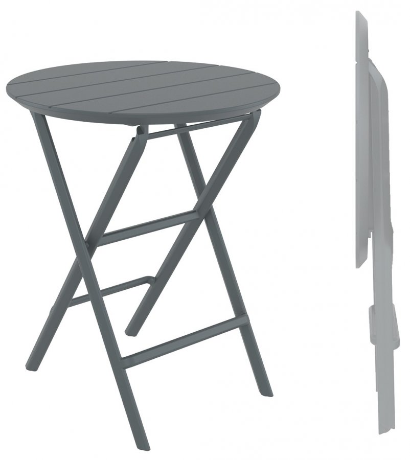 Стол пластиковый складной Helen Folding Table Ø60, темно-серый, Ø600х740 мм