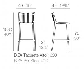 Стул пластиковый барный Vondom Ibiza Basic нефритовый