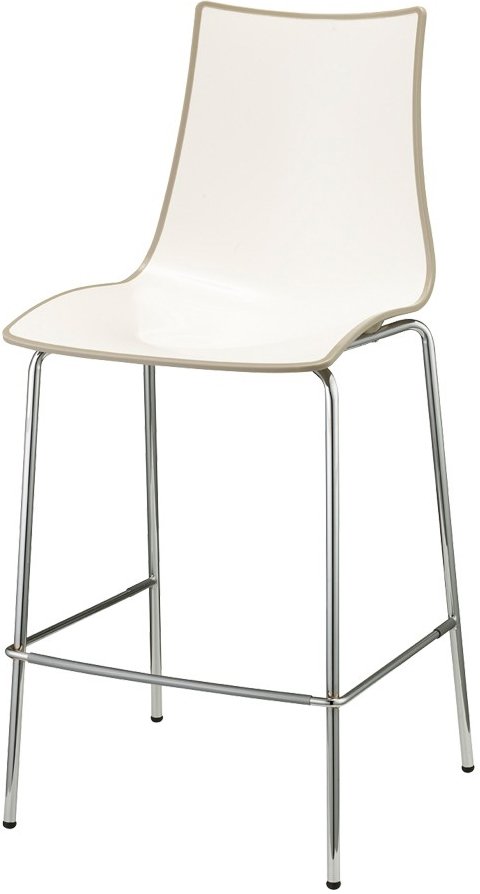Стул полубарный пластиковый Scab Design Zebra Bicolore хром, белый, тортора