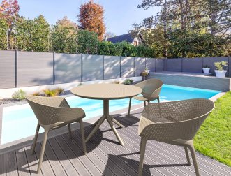 Стол пластиковый Sky Table Ø105, бежевый, Ø1050х740 мм
