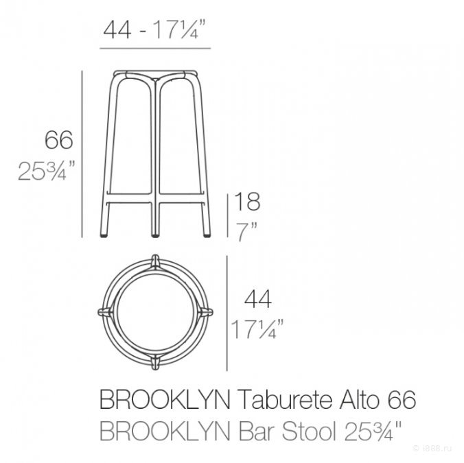 Табурет пластиковый полубарный Vondom Brooklyn Basic черный