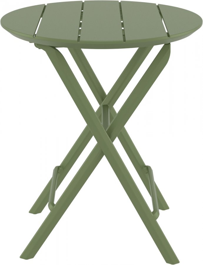 Стол пластиковый складной Helen Folding Table Ø60, оливковый, Ø600х740 мм