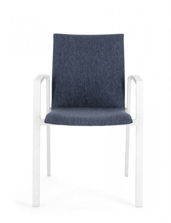 Кресло металлическое с обивкой Bizzotto Odeon белый, деним