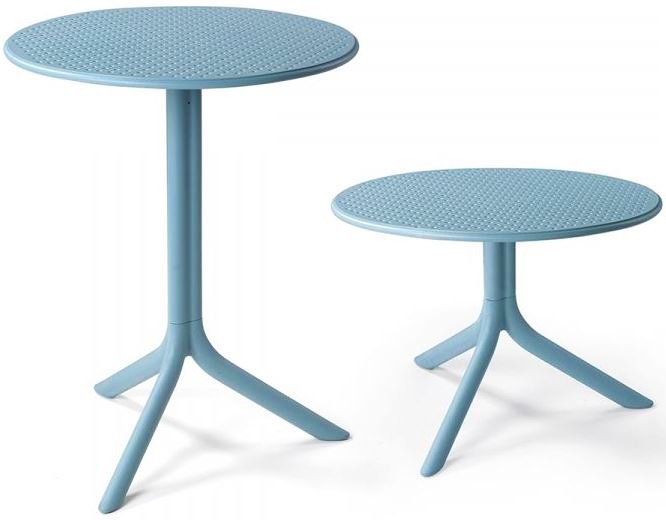 Стол пластиковый обеденный Step + Step Mini, голубой, Ø605х400-765 мм