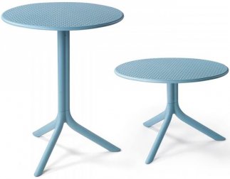 Стол пластиковый обеденный Step + Step Mini, голубой, Ø605х400-765 мм
