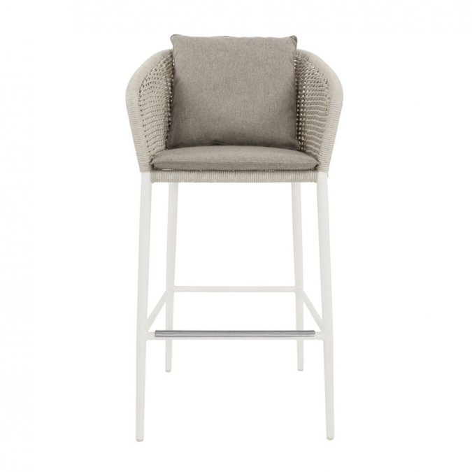 Кресло барное плетеное с подушками JANUS et Cie Knot окаменелость