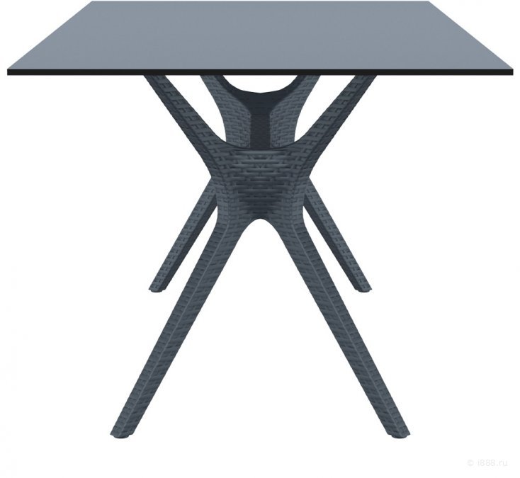 Стол пластиковый Ibiza Table 180, антрацит, 1800х900х740 мм