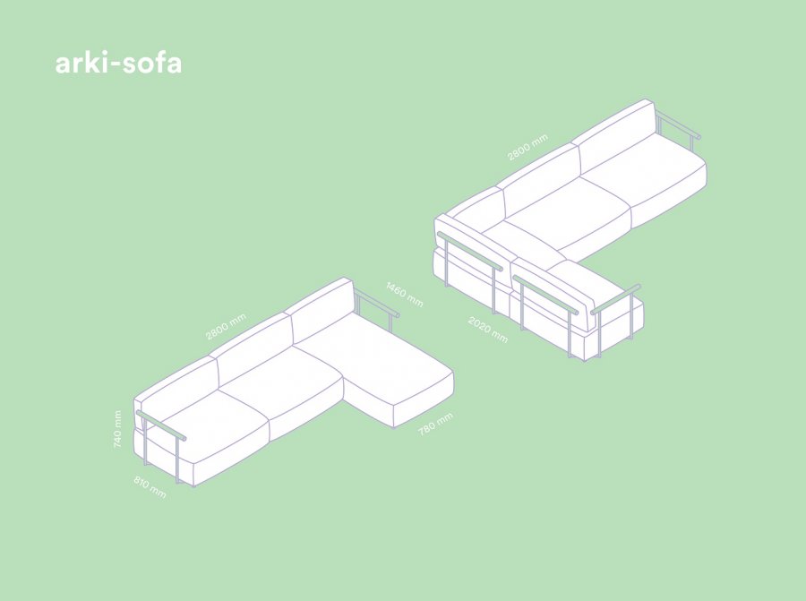 Модуль угловой с левым подлокотником Arki-Sofa