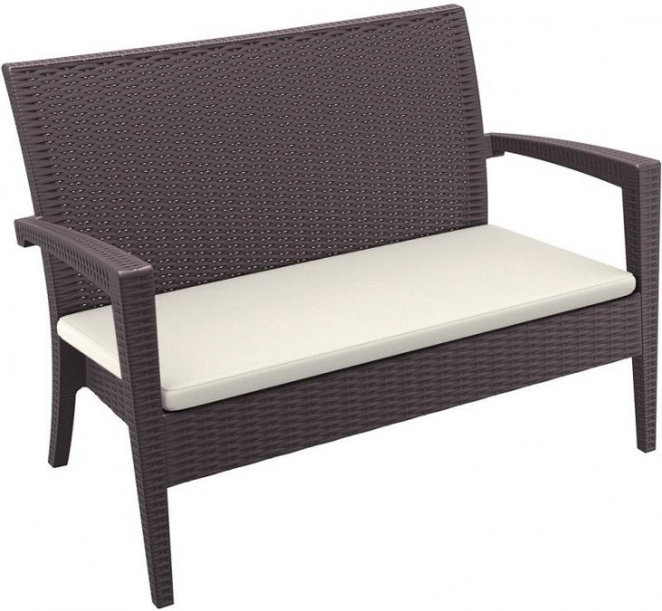 Диван пластиковый плетеный двухместный с подушкой Miami Lounge Sofa