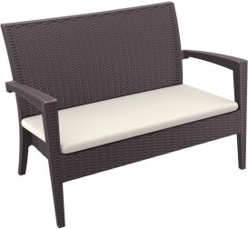 Диван пластиковый плетеный двухместный с подушкой Miami Lounge Sofa