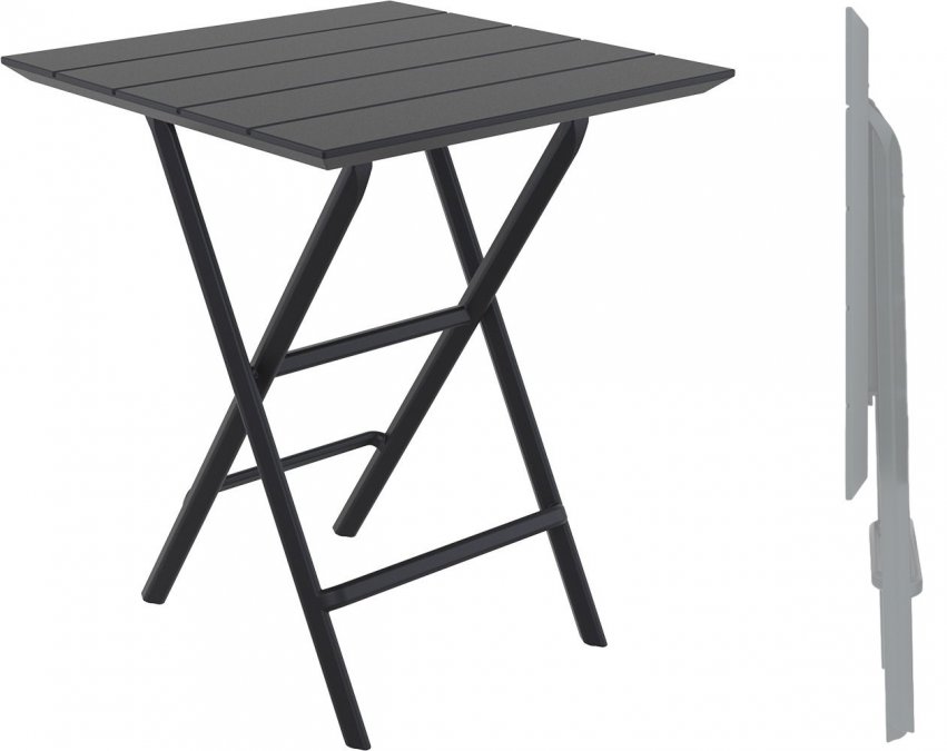 Стол пластиковый складной Helen Folding Table 60, черный, 600х600х740 мм