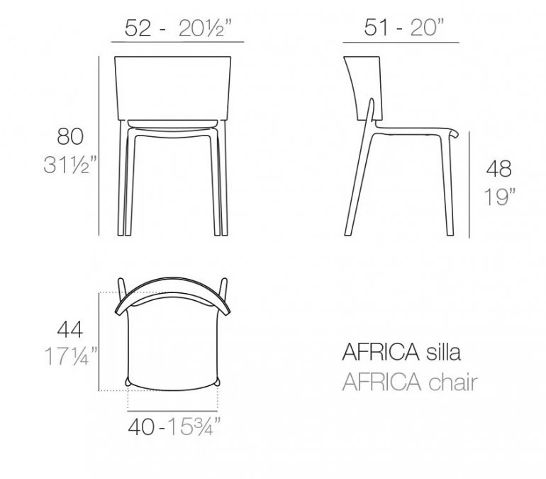Стул пластиковый Vondom Africa Basic белый