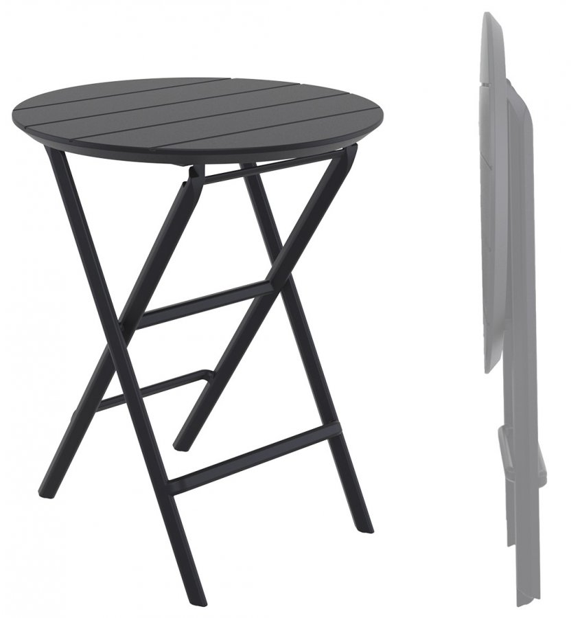 Стол пластиковый складной Helen Folding Table Ø60, черный, Ø600х740 мм