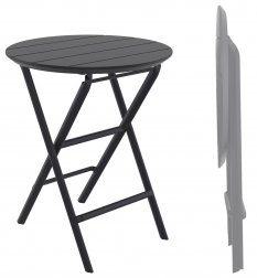 Стол пластиковый складной Helen Folding Table Ø60, черный, Ø600х740 мм