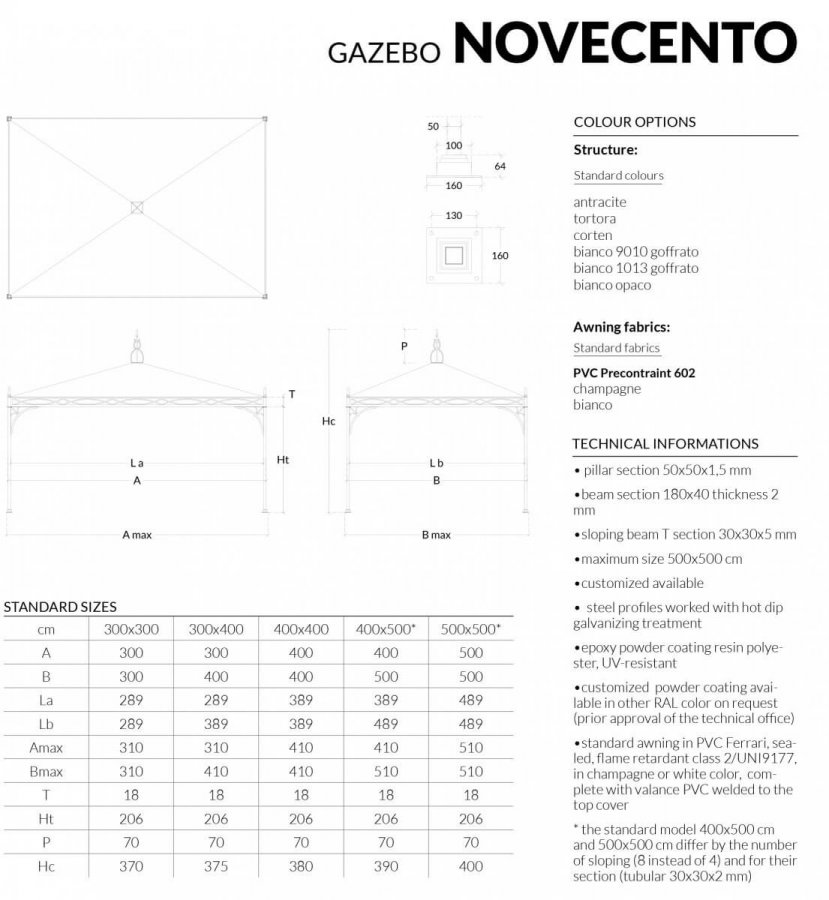 Шатер квадратный Novecento