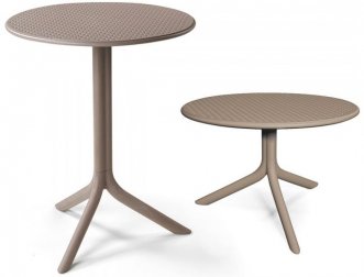 Стол пластиковый обеденный Step + Step Mini, тортора, Ø605х400-765 мм