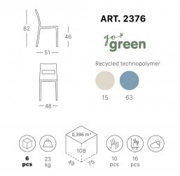 Стул пластиковый Sai Go Green, тортора
